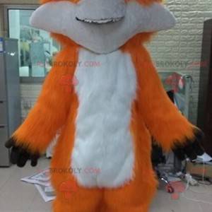 Mascotte de renard blanc et orange doux et poilu -