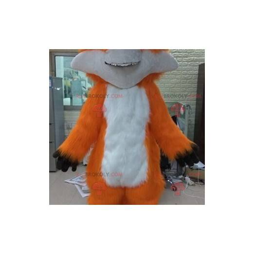 Mascotte de renard blanc et orange doux et poilu -