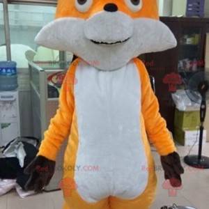 Mascote raposa macia e colorida de laranja e branco -