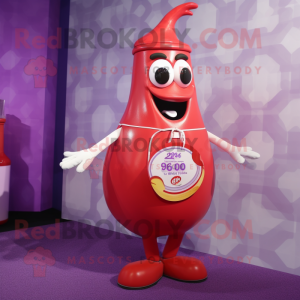 Lavender Bottle Of Ketchup mascot costume character dressed with a Romper and Bracelet watches