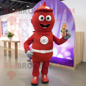 Lavender Bottle Of Ketchup mascot costume character dressed with a Romper and Bracelet watches