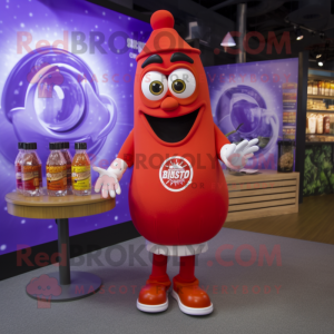 Lavender Bottle Of Ketchup mascot costume character dressed with a Romper and Bracelet watches
