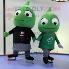 Forest Green Pair Of Ice Skates mascot costume character dressed with a Yoga Pants and Keychains