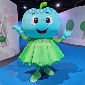 Cyan Apple mascotte kostuum...