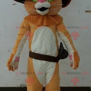 Mascotte du chat botté avec un chapeau et des bottes -