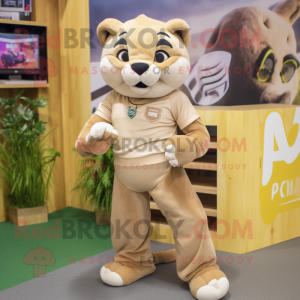 Beige Puma maskot drakt...