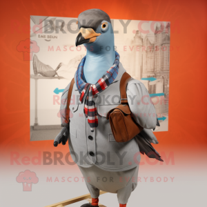 Gray Passenger Pigeon mascot costume character dressed with a Button-Up Shirt and Bracelets