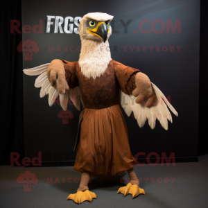 Rust Haast'S Eagle mascot costume character dressed with a Empire Waist Dress and Suspenders