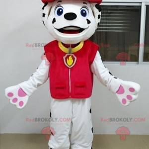 Mascote dálmata em traje de bombeiro - Redbrokoly.com