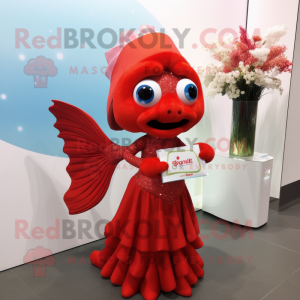Röd Betta Fish maskot...