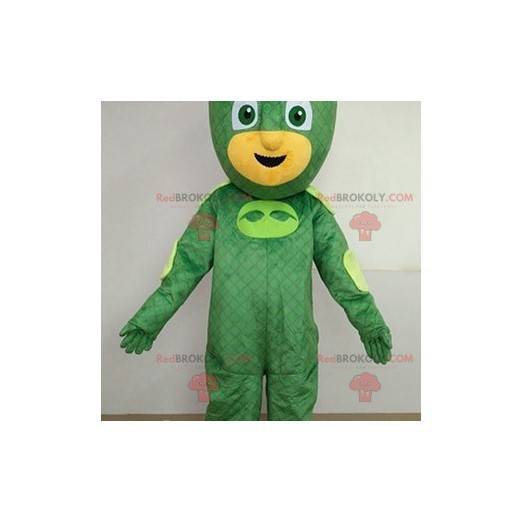 Maskot žluté postavy v superhrdinském oblečení - Redbrokoly.com