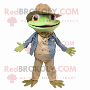 Tan Frog maskot kostume...