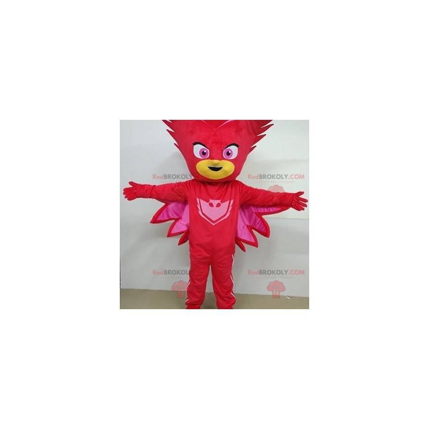 Mascota de muñeco de nieve enmascarado rojo superhéroe -