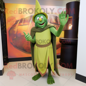 Olive Wizard maskot kostym...