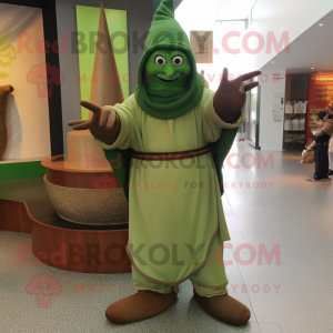 Olive Wizard maskot kostym...