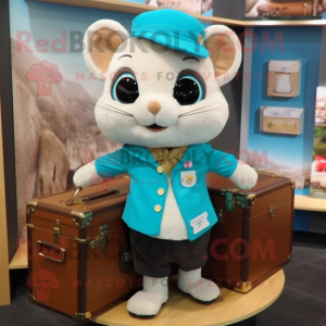 Turquoise Dormouse mascot costume character dressed with a Blouse and Briefcases