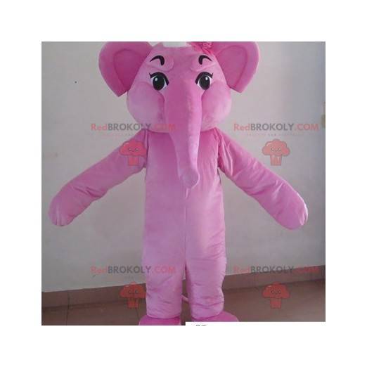 Rosa elefantmaskot. Elefantdräkt - Redbrokoly.com
