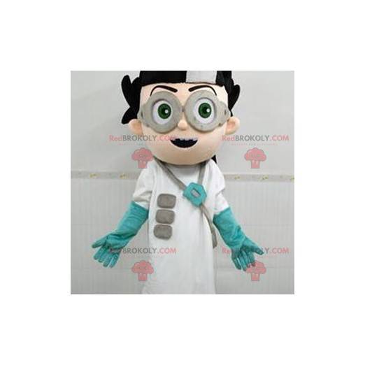 Gal vitenskapsmannens maskot med en laboratoriekåpe -