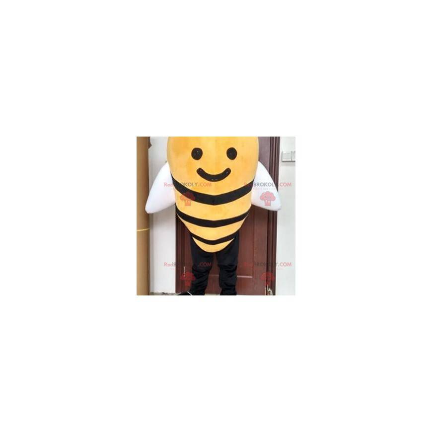 Gigantische gele en zwarte bijenmascotte. Insect mascotte -