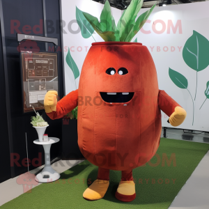 Rust Beet mascot costume character dressed with a Sweater and Keychains
