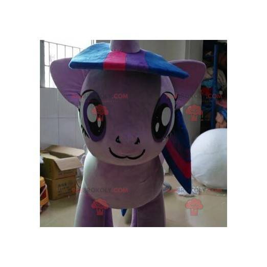 Riesiges und sehr warmes lila Pony-Maskottchen - Redbrokoly.com