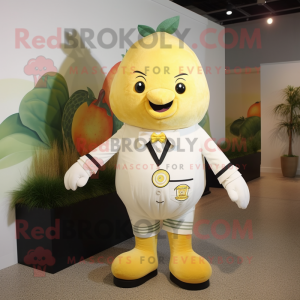 White Grapefruit mascot costume character dressed with a Romper and Ties