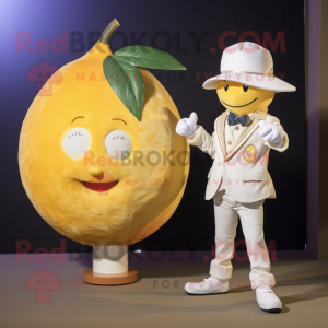 White Grapefruit mascot costume character dressed with a Romper and Ties