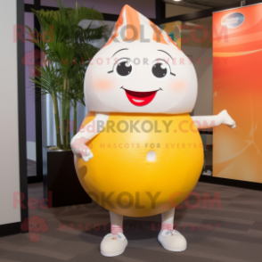 White Grapefruit mascot costume character dressed with a Romper and Ties