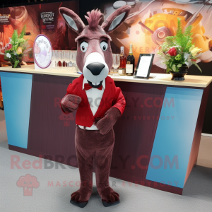 Maroon Donkey maskot drakt...