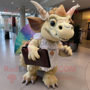 Beige Triceratops maskot...