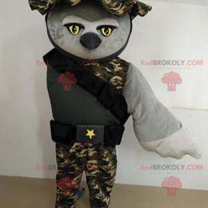 Uggla maskot klädd som en militär soldat - Redbrokoly.com