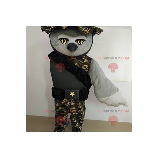 Uggla maskot klädd som en militär soldat - Redbrokoly.com