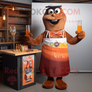Rust Bbq Ribs mascot costume character dressed with a Cocktail Dress and Tie pins