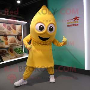 nan Fried Rice mascot costume character dressed with a Yoga Pants and Shoe laces