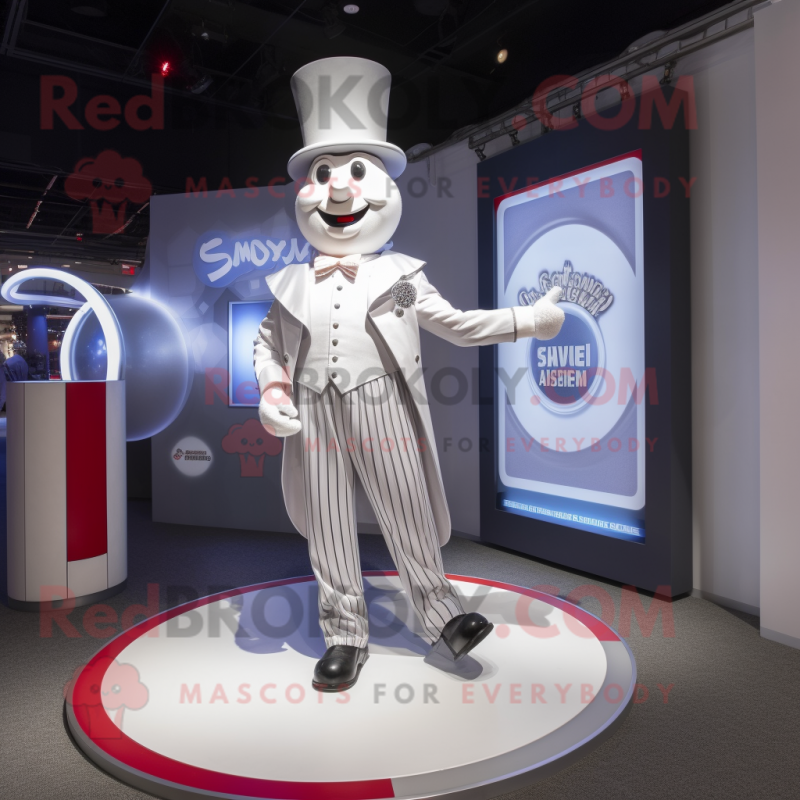 Silver Ring Master mascot costume character dressed with a Polo Tee and Suspenders Silver Ring Master mascot costume character dressed with a Polo Tee and Suspenders