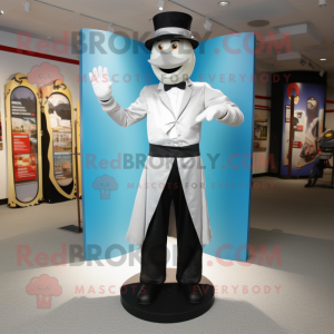 Silver Ring Master mascot costume character dressed with a Polo Tee and Suspenders