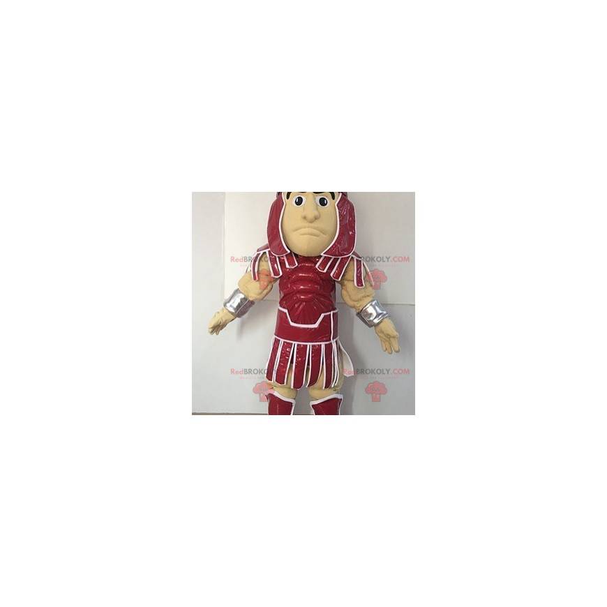 Mascotte del gladiatore vestita con un vestito rosso -
