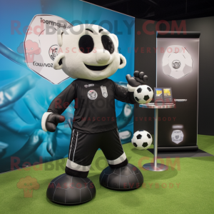 Black Soccer Goal mascot costume character dressed with a Suit and Ties