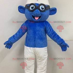 Mascote Smurf com óculos famoso personagem azul - Redbrokoly.com