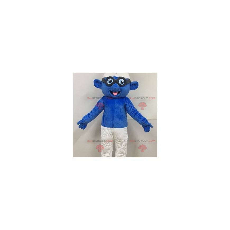 Mascot Smurf with glasses famous blue character - Redbrokoly.com