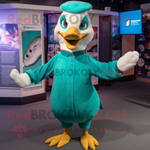 Teal Gull maskot kostume...