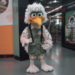 nan Emu mascot costume character dressed with a Overalls and Foot pads