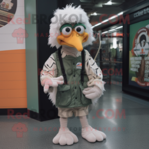 nan Emu mascot costume character dressed with a Overalls and Foot pads
