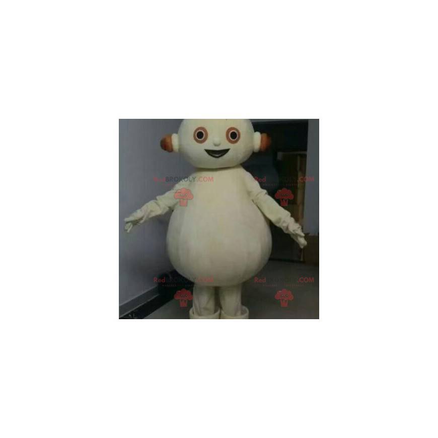 Plump hvid snemand maskot. Hvid robot maskot - Redbrokoly.com