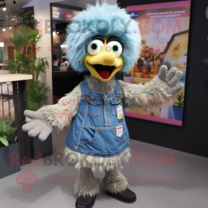 nan Emu mascot costume character dressed with a Overalls and Foot pads