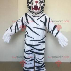 Hvid tiger maskot med sorte striber - Redbrokoly.com