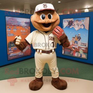 Brown Aglet mascot costume character dressed with a Baseball Tee and Wallets