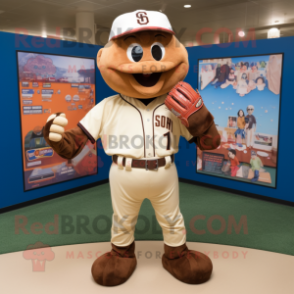 Brown Aglet mascot costume character dressed with a Baseball Tee and Wallets