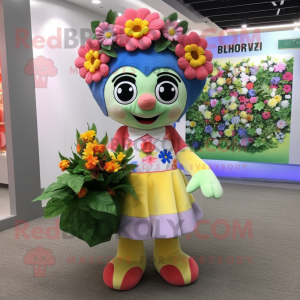 nan Bouquet Of Flowers mascot costume character dressed with a A-Line Skirt and Messenger bags