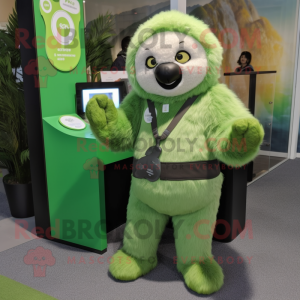 Green Sloth maskot kostume...